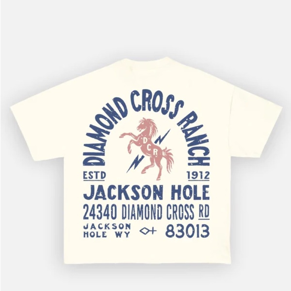 Diamond Cross Ranch Address Tee - Vintage White